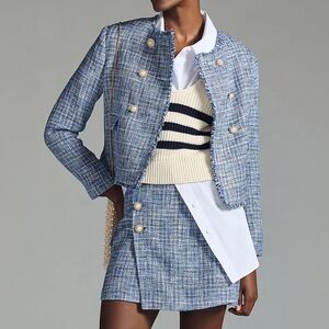 NWT Anthropologie Maeve blue tweed mini skirt 12